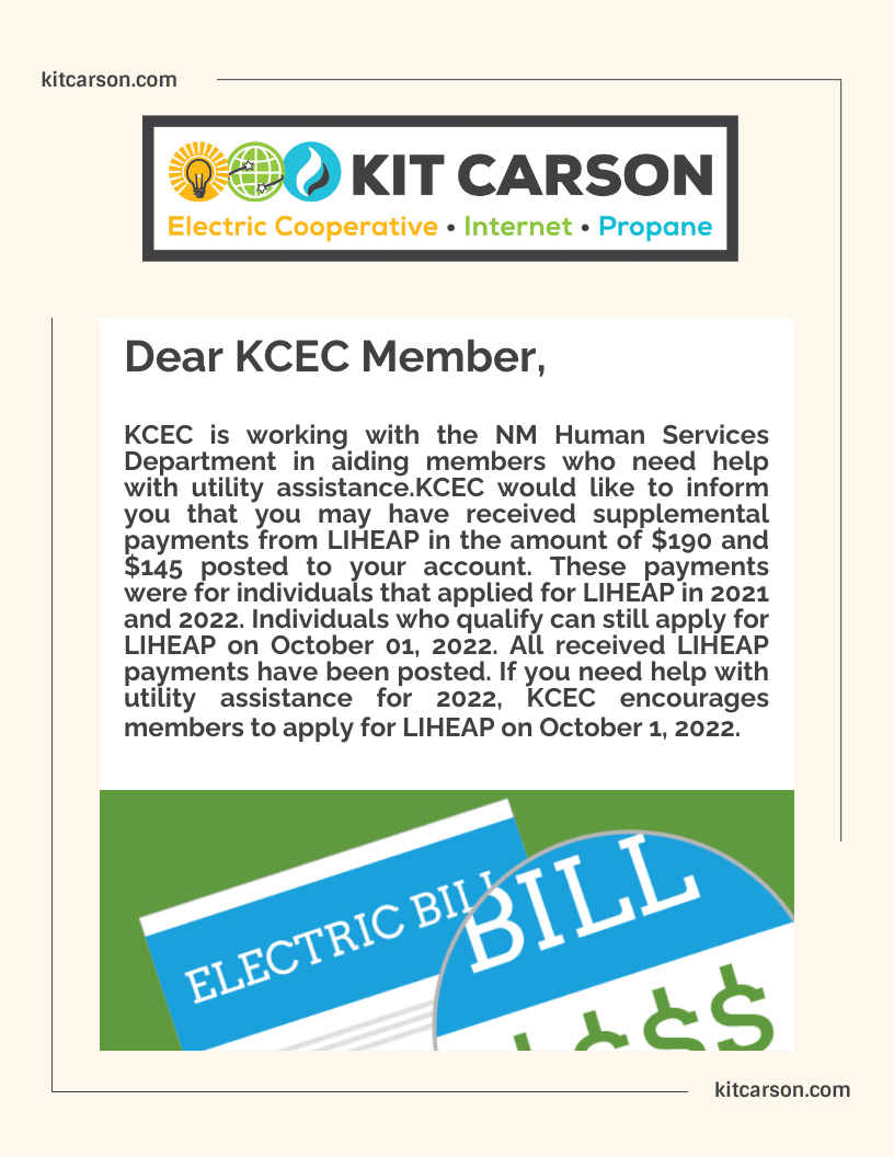 KCEC LIHEAP Payment Information - Kit Carson Electric Cooperative