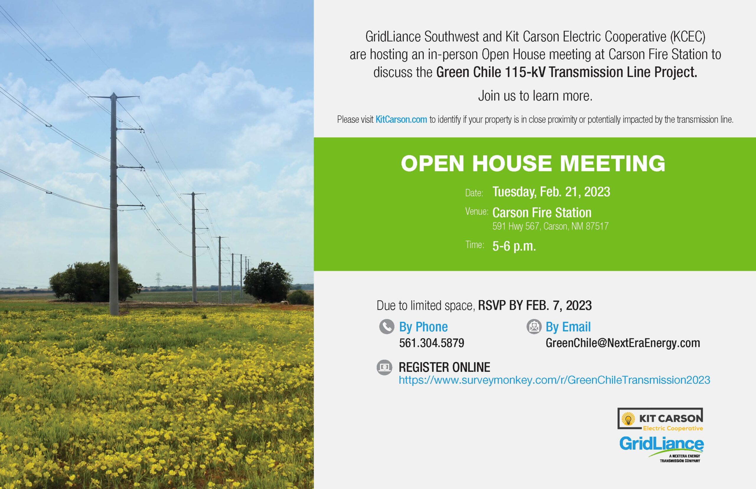 115 kV KCEC Green Chile Transmission Line Open Meeting February 21, 2023, 500 p.m. Kit
