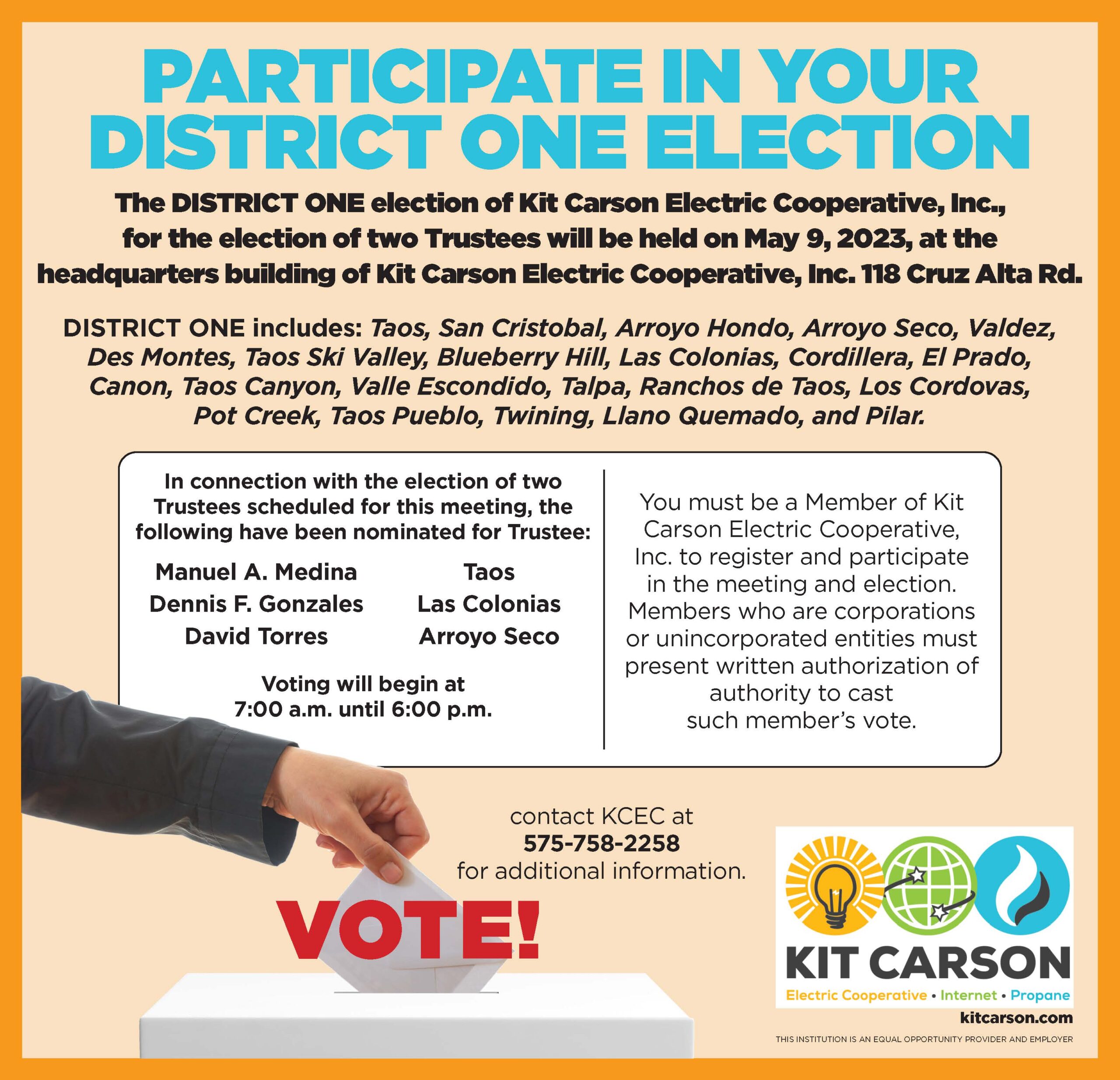 KCEC Board Election Information Kit Carson Electric Cooperative